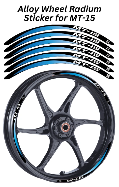 Alloy Wheel Radium Sticker Compatible with MT 15 | Made in Premium Radium with FPF (Fade Protection Film), Waterproof, Precut Sticker, Pack Of 12